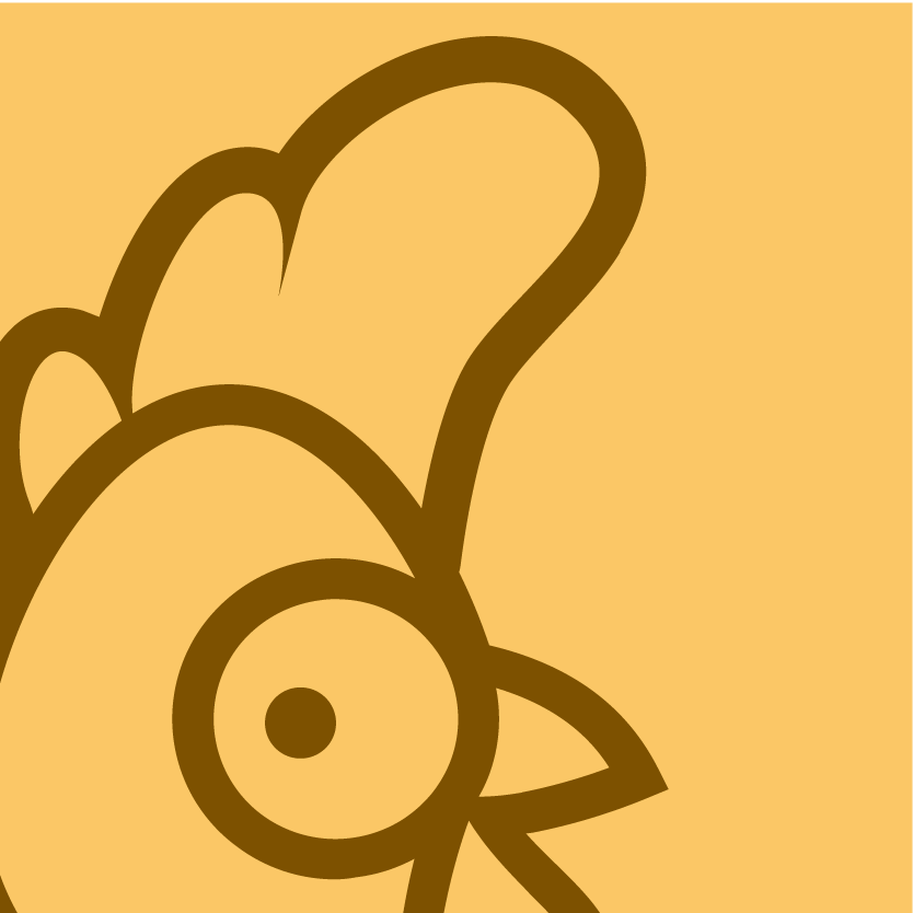 Stewart's head outlined in a deep amber brown on a light amber field