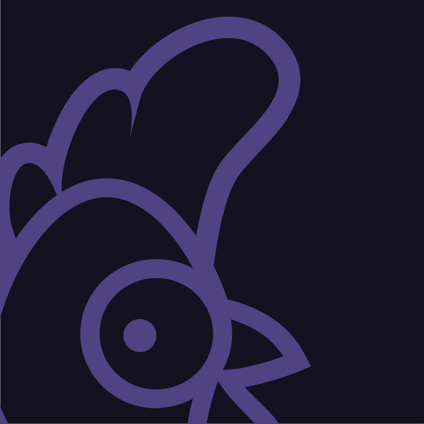 Stewart's head outlined in Ops Indigo on a near-black indigo field