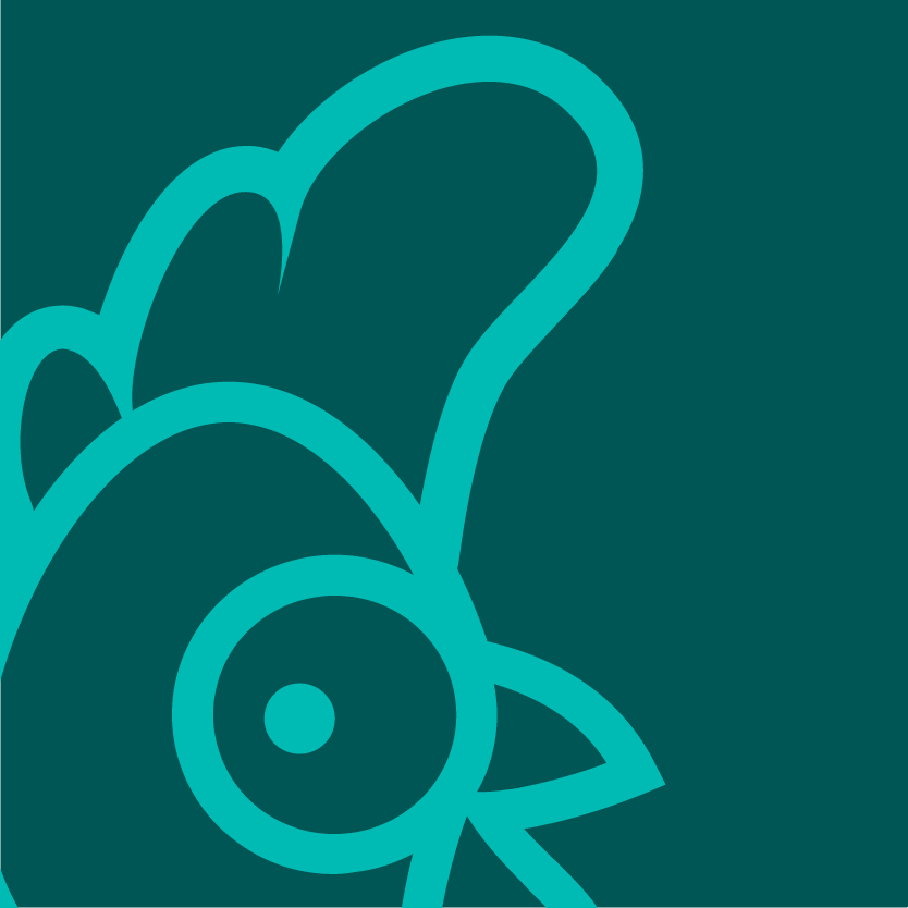 Stewart's head outlined in Bot Teal on a Bot Teal Dark field